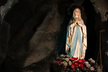 virgin Mary statue inside a church
