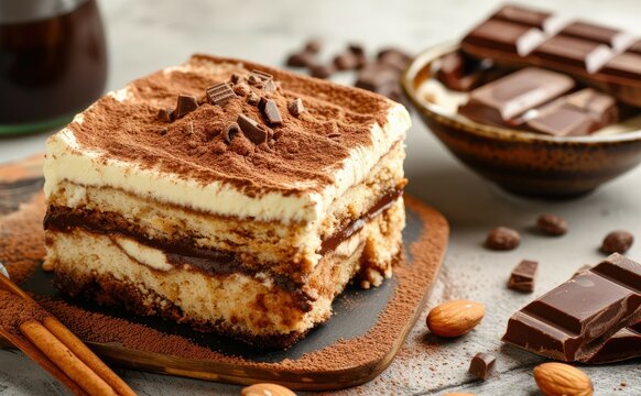Bistro style artistic presentation with Tiramisu chocolate and Nutella