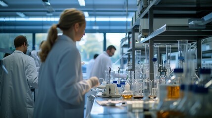 Obraz premium a research laboratory scientists studying innovative technologies renewable energy