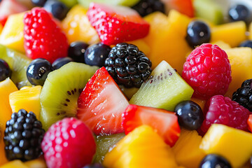 Obraz premium Fruit salad. Colorful Mixed Fresh Berries and Fruit, Close up