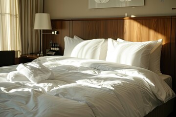 White linens on the hotel bed
