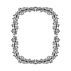 Vector floral botanical hand drawn frame in black color