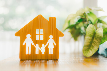 Family and house model, Security protection and health insurance. The concept of family home,...