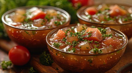 Jellied meat a cold broth, frozen with meat and vegetables, is often served in the form of j