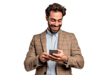 Young Man Typing a Message or Comment on His Phone