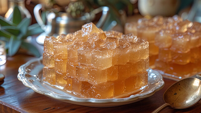 Jellied meat a cold broth, frozen with meat and vegetables, is often served in the form of jel