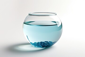 Waterless fishbowl isolated on white