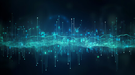 Stock market chart background, financial forecast illustration with glowing trend lines