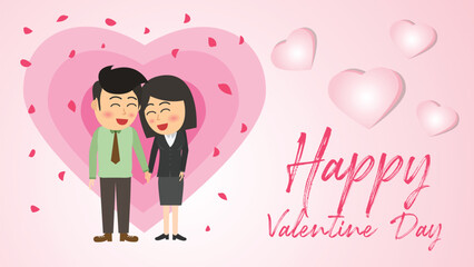 Romantic Valentine's day date of man and woman gift heart. Isolated flat vector illustration. for 14 February.