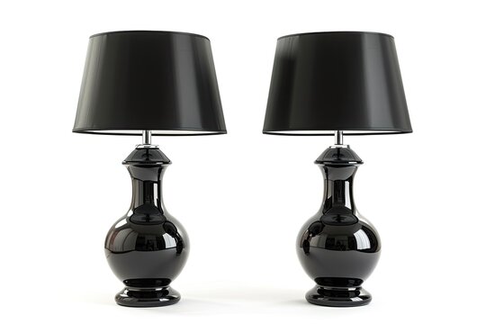 black table lamps isolated on white