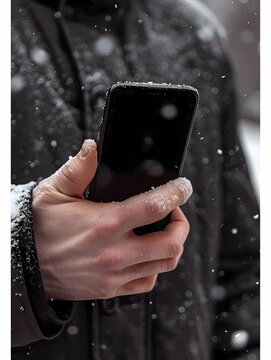 close up of a hand holding an iPhone 15 mockup