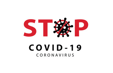 Obraz premium COVID-19 Coronavirus concept typography logo. Sign and Symbol pandemic vector illustration. World Health Organization WHO. Novel coronavirus outbreak.