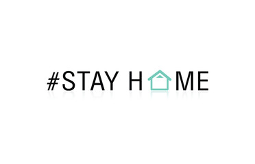 Stay at home slogan. Protection campaign from COVID-19 or coronavirus. Stay home text typography.