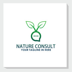 plant consult logo design vector, communication logo inspiration
