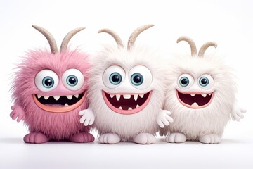 Fototapeta premium Funny and cute colorful monsters with big open mouths as copy space. Cute Monsters Vector Set. Generative AI.