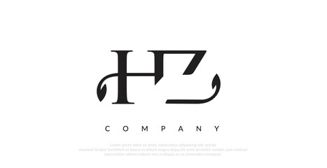 Initial HZ Logo Design Vector  - obrazy, fototapety, plakaty