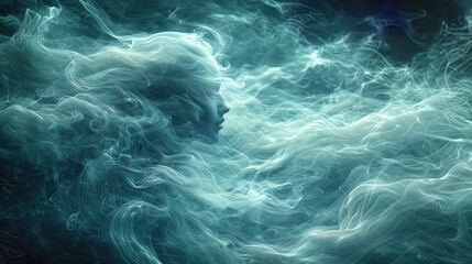 The background with smooth smoky whirlwinds, as if bewitching the viewer and creating a feeling of ephem