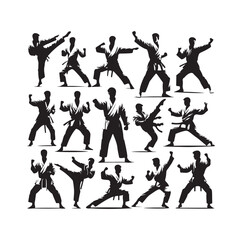 martial art Vector or karate silhouettes vector illustration Japan and  China traditional martial art. self-defense presentation symbols. body poses icons. Karate poses signs © MSTMIM