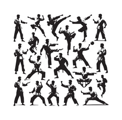 martial art Vector or karate silhouettes vector illustration Japan and  China traditional martial art. self-defense presentation symbols. body poses icons. Karate poses signs © MSTMIM