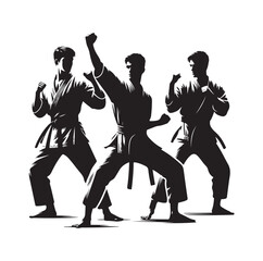 martial art Vector or karate silhouettes vector illustration Japan and  China traditional martial art. self-defense presentation symbols. body poses icons. Karate poses signs © MSTMIM