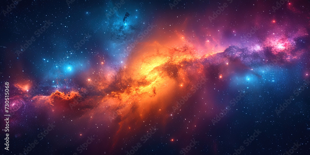 Canvas Prints A deep cosmic picture with colorful star fields, creating an amazing night landscap