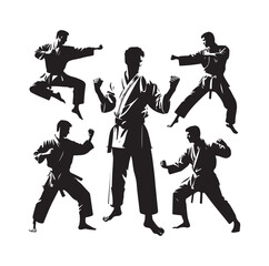 martial art Vector or karate silhouettes vector illustration Japan and  China traditional martial art. self-defense presentation symbols. body poses icons. Karate poses signs