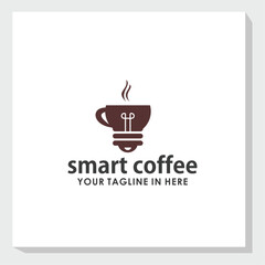 smart coffee logo design concept, cafe logo inspiration