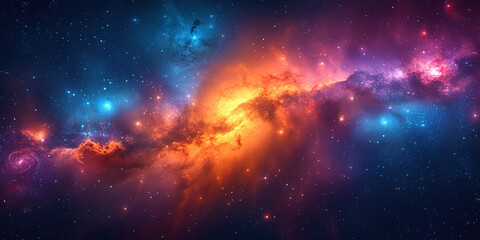 A deep cosmic picture with colorful star fields, creating an amazing night landscap - obrazy, fototapety, plakaty