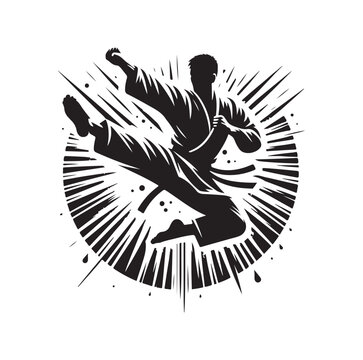 martial art Vector or karate silhouettes vector illustration Japan and  China traditional martial art. self-defense presentation symbols. body poses icons. Karate poses signs