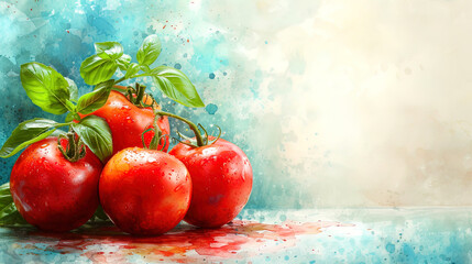 Culinary background with watercolor paints that create the effect of tenderness and appetizing for the blog about cookin