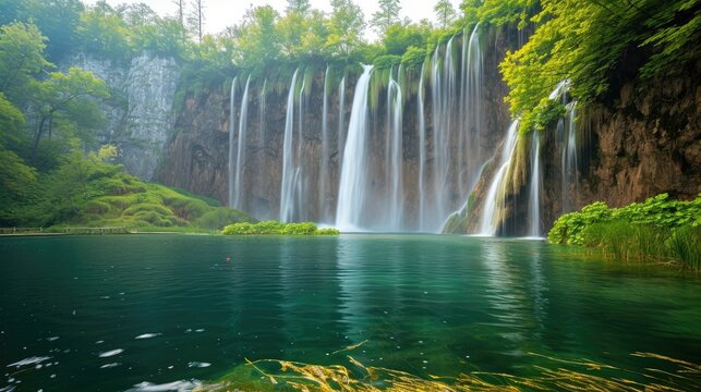 Stunning Plitvice Lakes National Park features an enchanting combination of waterfalls and picturesque lakes