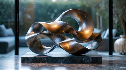 The sculpture of metal, which is an abstract form, which has harmony and grac