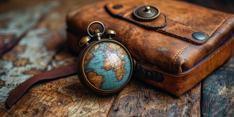 Traveler background depicting stylized maps and globe, emphasizing the theme of adven