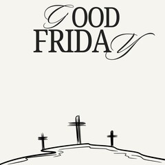 good fridGood Friday illustration for christian religious occasion with cross . Can be used for background, greetings, banners, poster, logo, symbol, religious elements and print