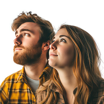 Couple Looking Of Into Distance With Hopeful