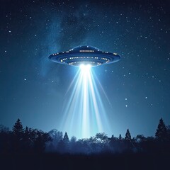 UFO casting a beam of light