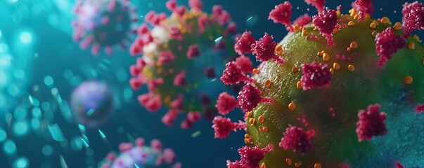 Naklejka na ściany i meble close-up illustration of a virus seen using a microscope