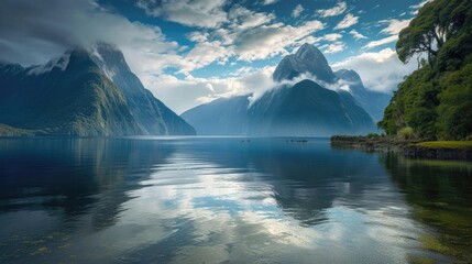 New Zealand's Milford Sound. - obrazy, fototapety, plakaty
