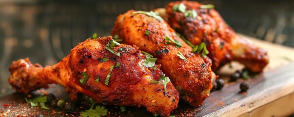 chicken thighs with oranges served with a plate - obrazy, fototapety, plakaty