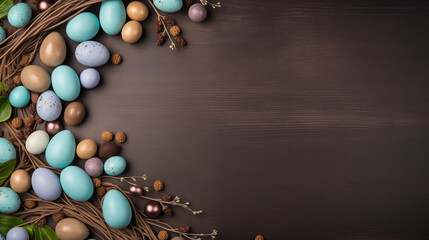 chocolate easter eggs on a wooden background
