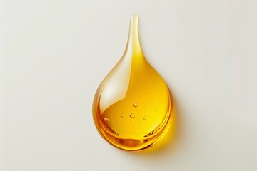 Elegant Drop of Golden Liquid on a Light Background. Generative ai