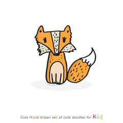 Hand drawing doodle cute fox,Cute  fox in simple cartoon style,Winter vector seamless pattern with cute fox and Christmas decorations,Seamless pattern for Fashion print design