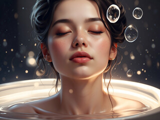 portrait of a woman with bubbles