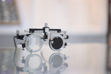 Fototapeta premium Trial frame glasses, eye exam 