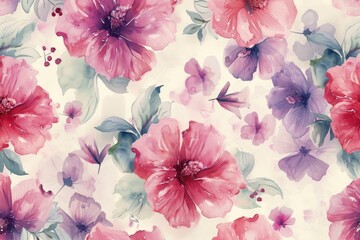 watercolor flower pattern background - generative ai