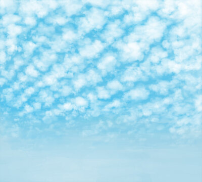 ひつじ雲のリアルな水彩イラスト