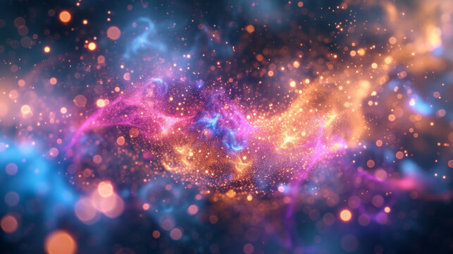 A dynamic cascade of elusive particles appearing and disappearing in a dazzling display of quantum leaps and decays.