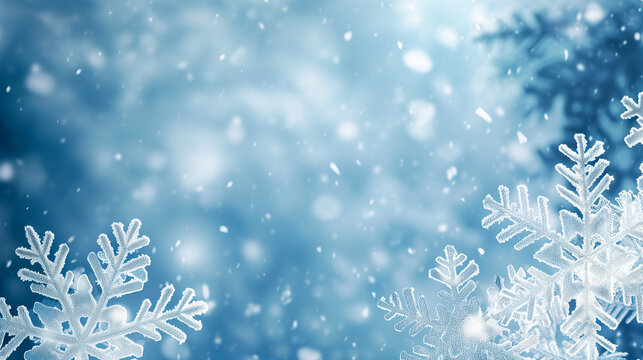 Beautiful snowflakes, background material with the image of winter. For decoration of corporate homepages, PPT, etc.