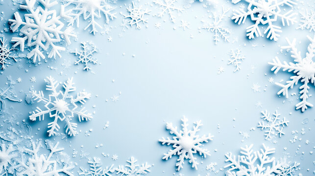 Beautiful snowflakes, background material with the image of winter. For decoration of corporate homepages, PPT, etc.