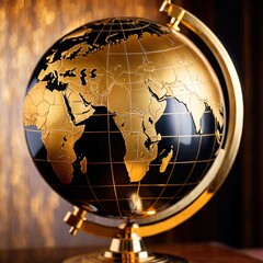 Globe made of gold, showing luxury premium international experience